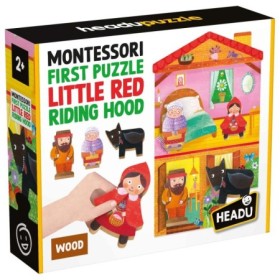 Headu - Montessori primul meu puzzle Scufita Rosie ce include 4 forme din lemn Headu - 1